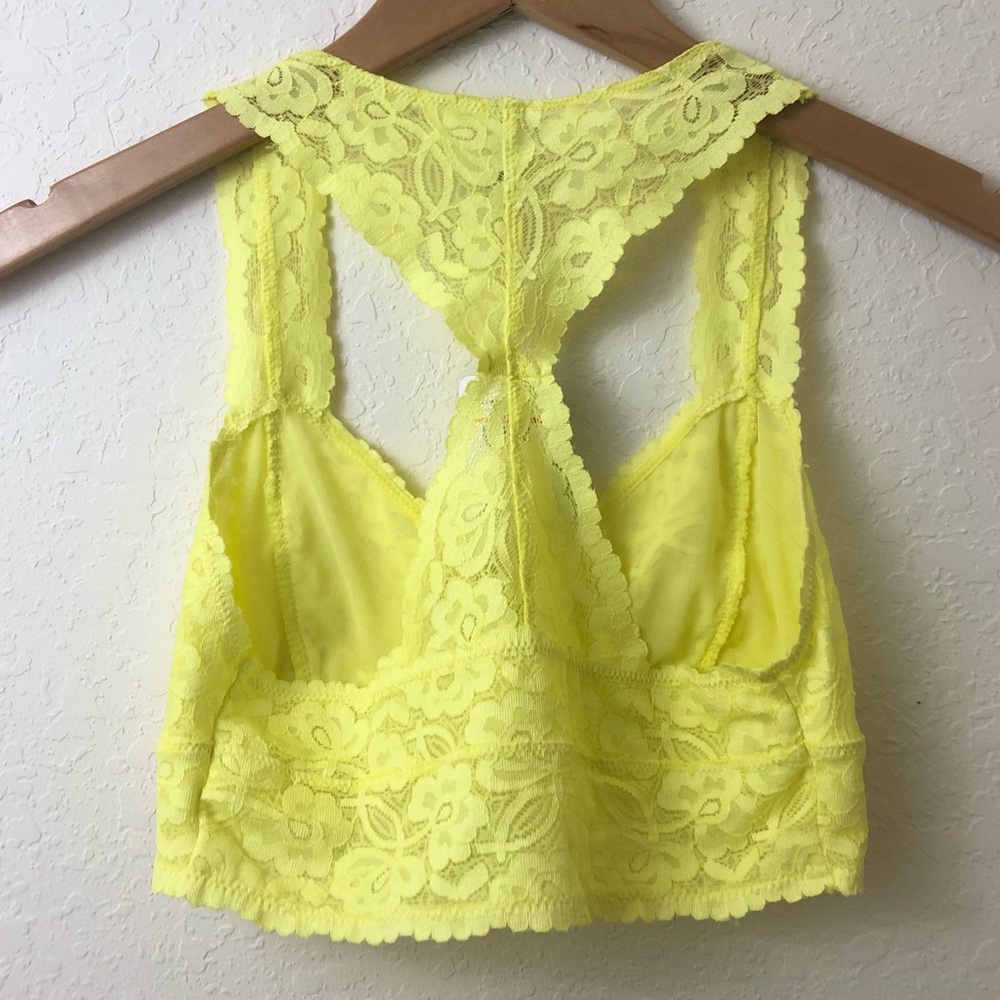 Free People Racerback Lace Bralette in Sun Yellow - Picture 5 of 7